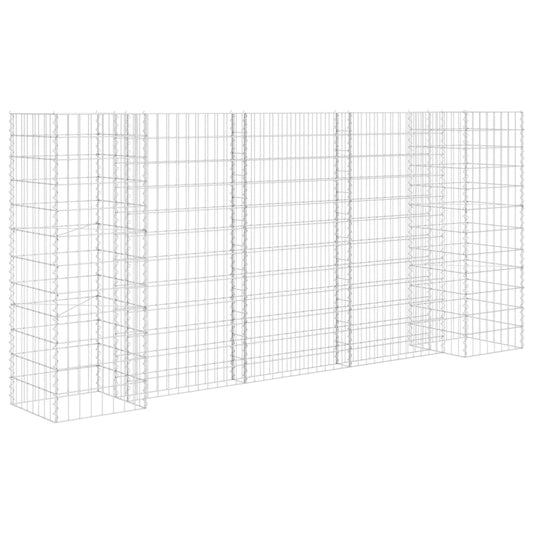 Gabion Planter | Silver | Steel wire | 260 x 40 x 120 cm | Durable