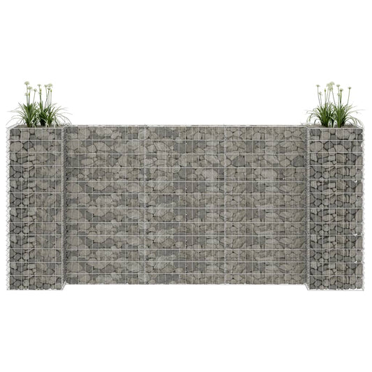 Gabion Planter | Silver | Steel wire | 260 x 40 x 120 cm | Durable