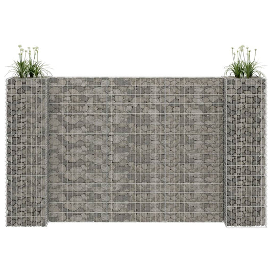 Gabion Planter | Silver | Steel wire | Large | Decorative Inlays