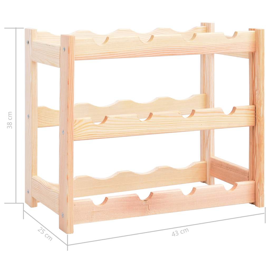 Wine Rack for 12 Bottles Pinewood