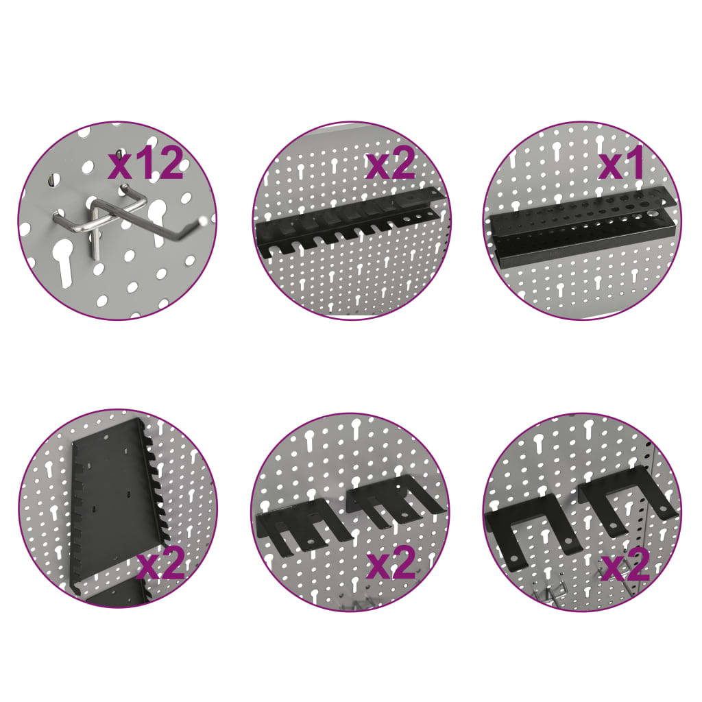 Wall-mounted Peg Boards 4 pcs 40x58 cm Steel