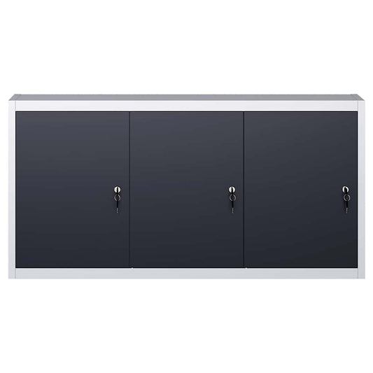 145353 vidaXL Wall Mounted Tool Cabinet Industrial Style Metal Grey and Black