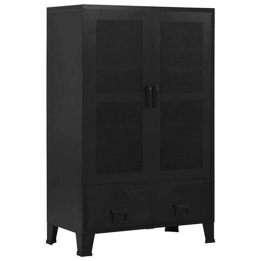 145355 vidaXL Office Cabinet with Mesh Doors Industrial Black 75x40x120 cm Steel