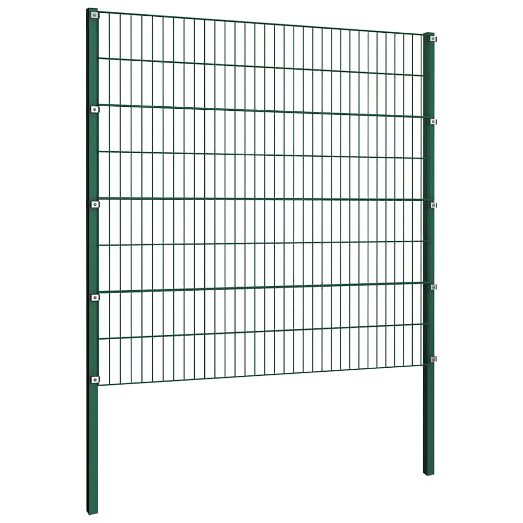 Fence Panel with Posts Iron 522x160 cm Green