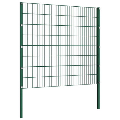 Fence Panel with Posts Iron 522x160 cm Green