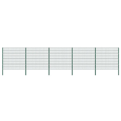 Fence Panel with Posts Iron 867x160 cm Green