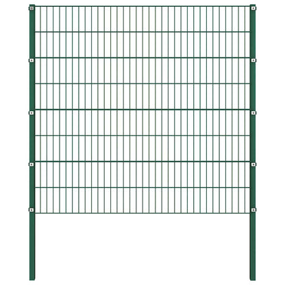 Fence Panel with Posts Iron 867x160 cm Green