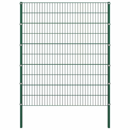 Fence Panel with Posts Iron 349x200 cm Green
