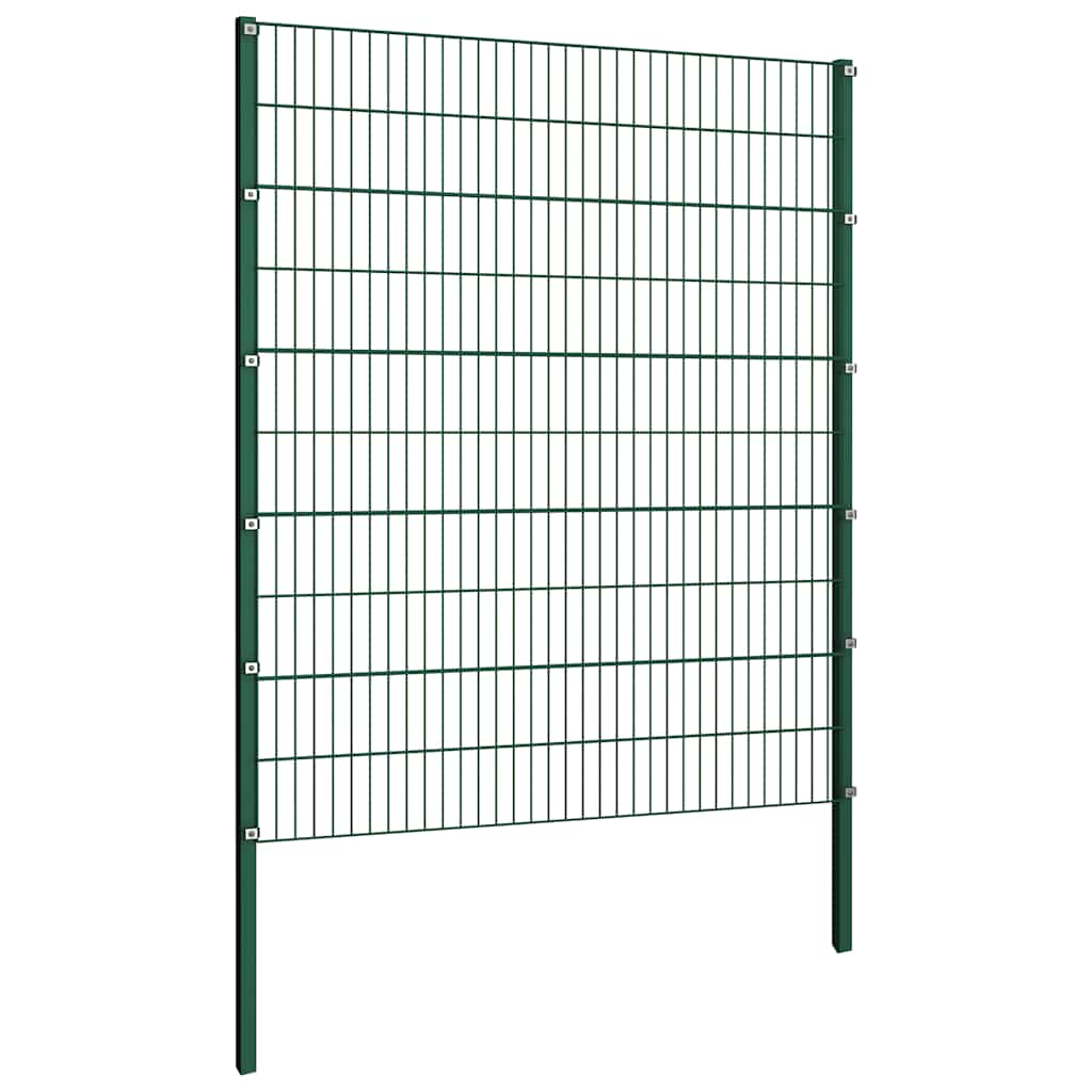 Fence Panel with Posts Iron 522x200 cm Green
