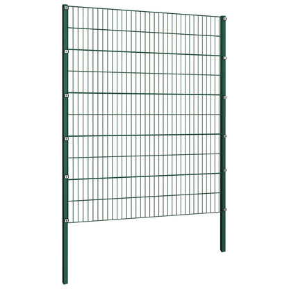 Fence Panel with Posts Iron 522x200 cm Green