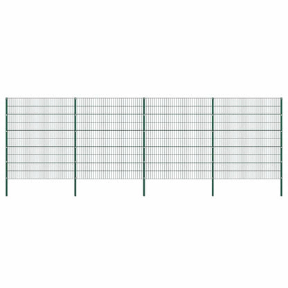 Fence Panel with Posts Iron 694.5x200 cm Green
