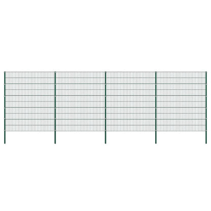 Fence Panel with Posts Iron 867x200 cm Green
