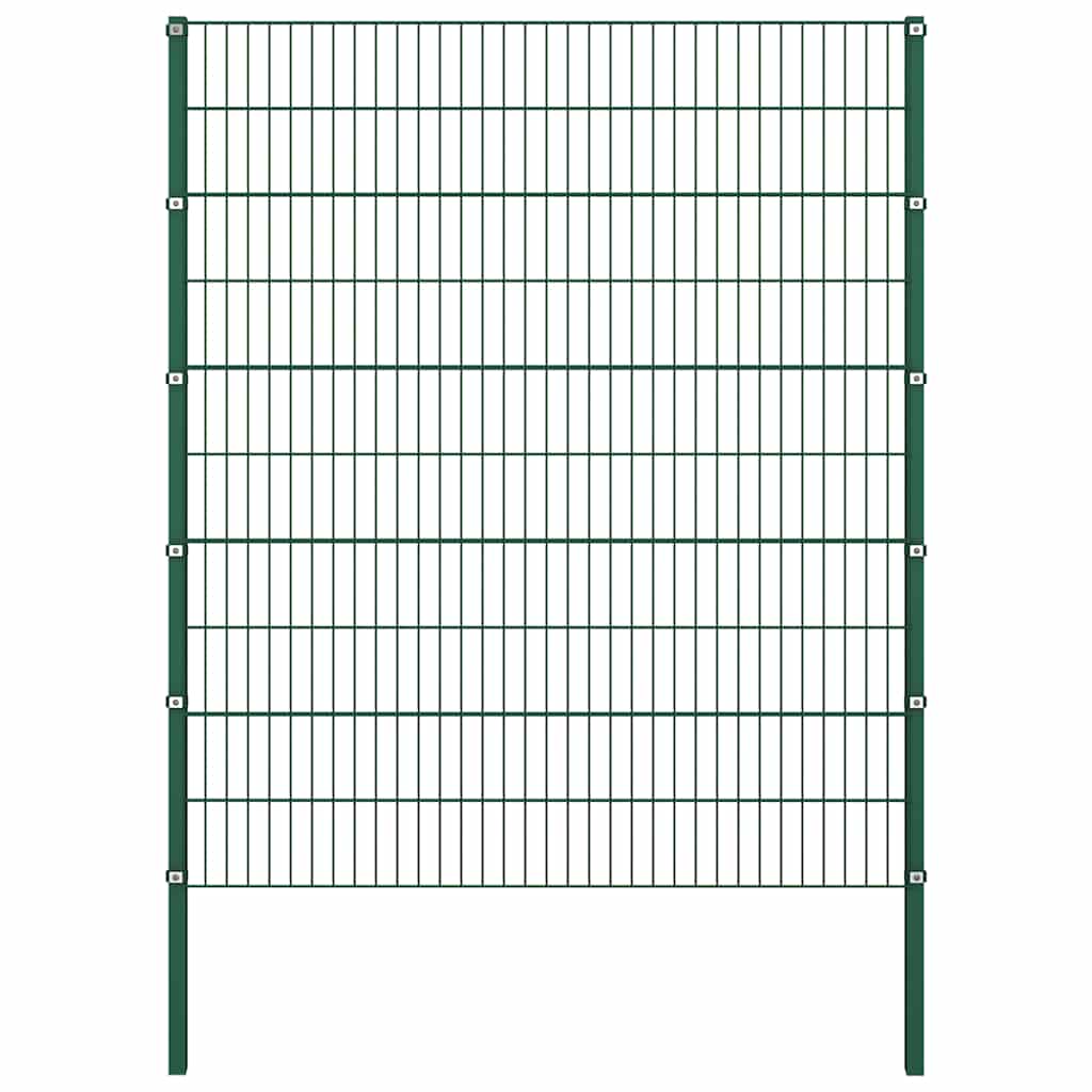 Fence Panel with Posts Iron 867x200 cm Green