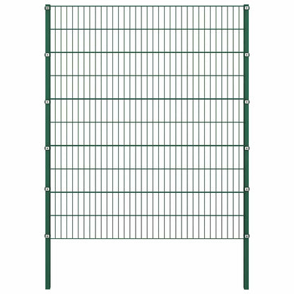 Fence Panel with Posts Iron 867x200 cm Green