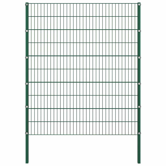 Fence Panel with Posts Iron 867x200 cm Green