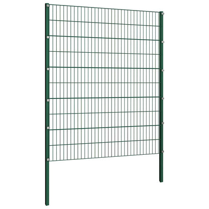 Fence Panel with Posts Iron 867x200 cm Green