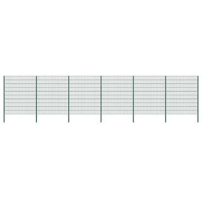 Fence Panel with Posts Iron 1040x200 cm Green