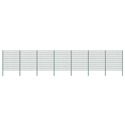 Fence Panel with Posts Iron 1212x200 cm Green