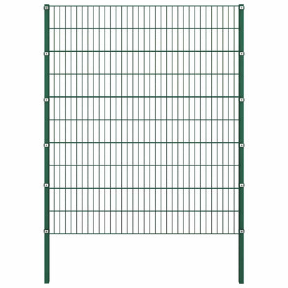 Fence Panel with Posts Iron 1212x200 cm Green