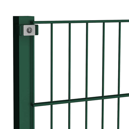 Fence Panel with Posts Iron 1212x200 cm Green