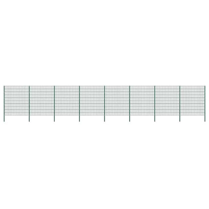 Fence Panel with Posts Iron 1385x200 cm Green