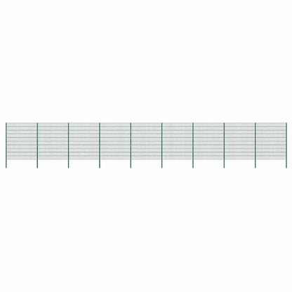 Fence Panel with Posts Iron 1557.5x200 cm Green