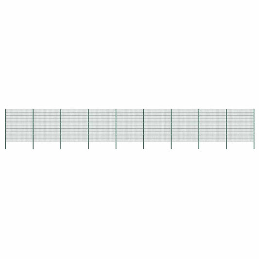 Fence Panel with Posts Iron 1557.5x200 cm Green