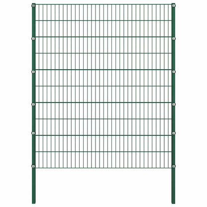 Fence Panel with Posts Iron 1730x200 cm Green