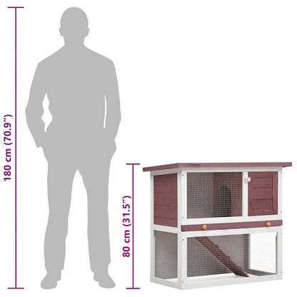Outdoor Rabbit Hutch 1 Door Brown Wood