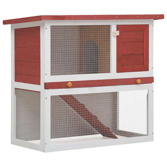Rabbit Hutch | Red | Pine wood | Large | Durable | Rabbit Hutch