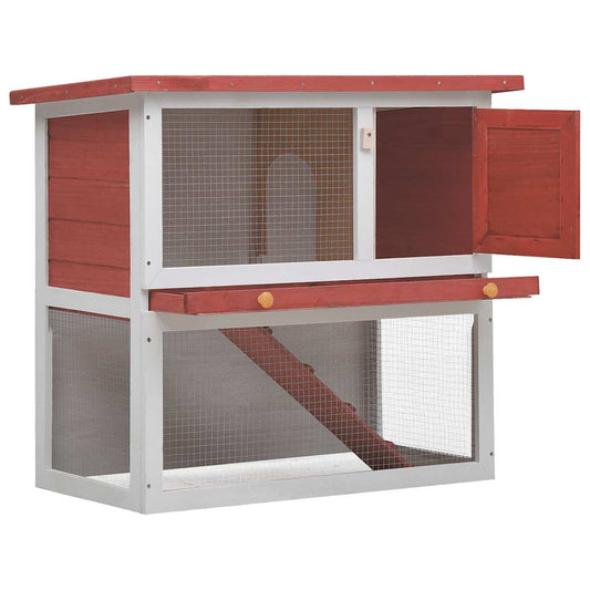 Rabbit Hutch | Red | Pine wood | Large | Durable | Rabbit Hutch