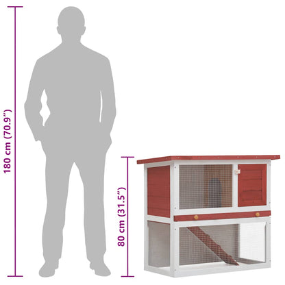 Outdoor Rabbit Hutch 1 Door Red Wood