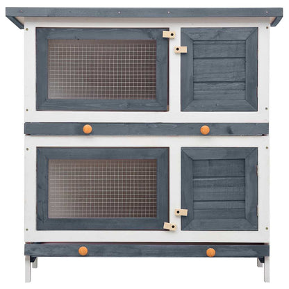 170834 vidaXL Outdoor Rabbit Hutch 4 Doors Grey Wood