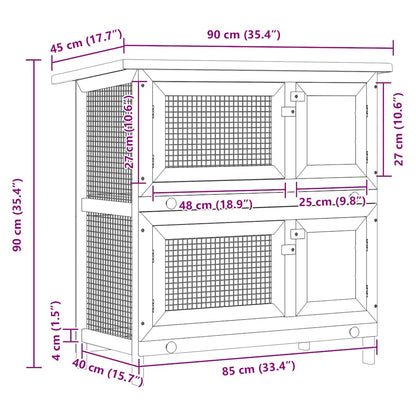 Outdoor Rabbit Hutch 4 Doors Grey Wood