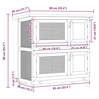 170834 vidaXL Outdoor Rabbit Hutch 4 Doors Grey Wood