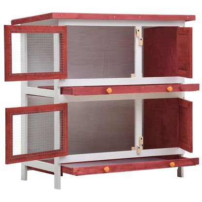170836 vidaXL Outdoor Rabbit Hutch 4 Doors Red Wood