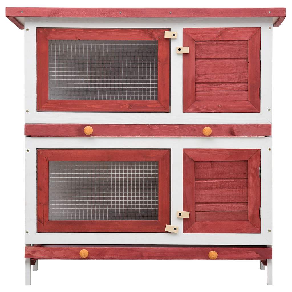 170836 vidaXL Outdoor Rabbit Hutch 4 Doors Red Wood