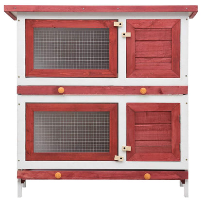 170836 vidaXL Outdoor Rabbit Hutch 4 Doors Red Wood