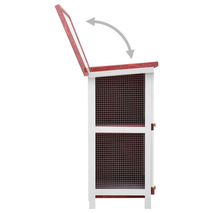170836 vidaXL Outdoor Rabbit Hutch 4 Doors Red Wood