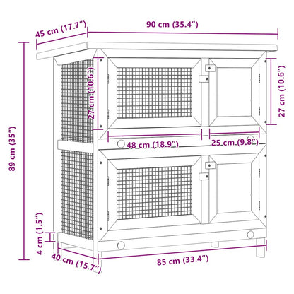 Outdoor Rabbit Hutch 4 Doors Red Wood
