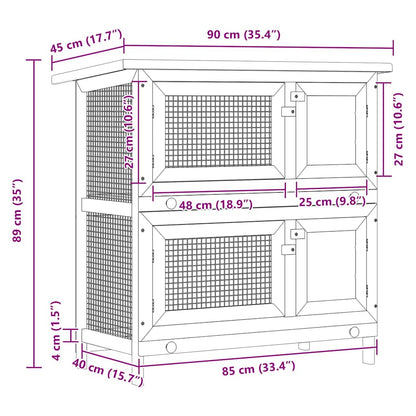170836 vidaXL Outdoor Rabbit Hutch 4 Doors Red Wood