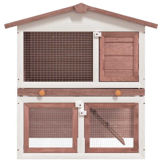Rabbit Hutch | Brown | Solid pine wood, Powder-coated iron wire, Plywood