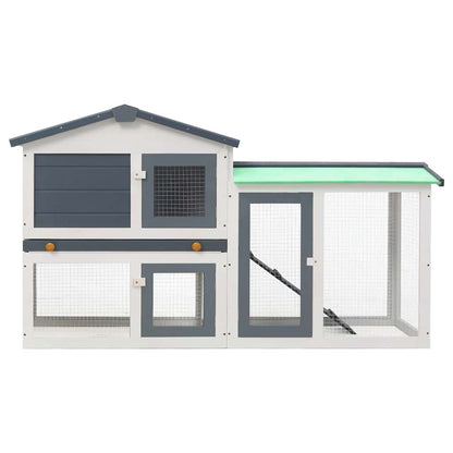 Outdoor Large Rabbit Hutch Grey and White 145 x 45 x 84 Wood