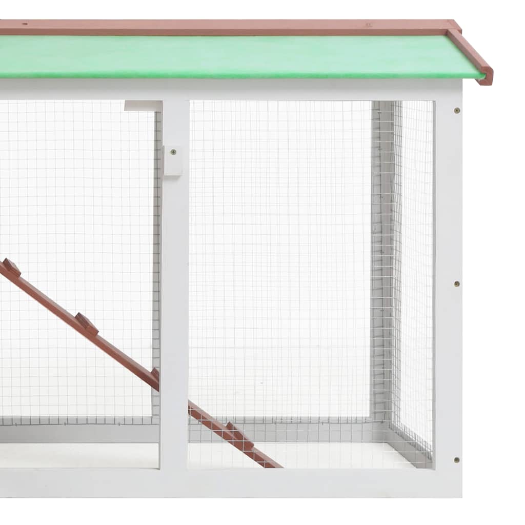 Outdoor Large Rabbit Hutch Brown and White 145 x 45 x 84 Wood