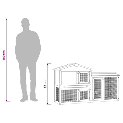 Outdoor Large Rabbit Hutch Brown and White 145x45x84 cm Wood