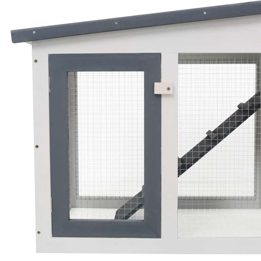 170843 vidaXL Outdoor Large Rabbit Hutch Grey and White 201x45x85 cm Wood
