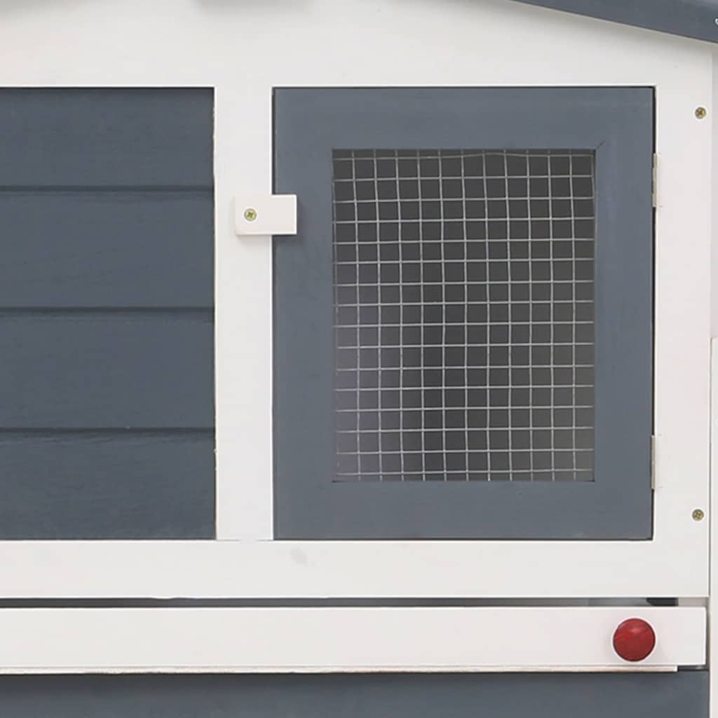 170843 vidaXL Outdoor Large Rabbit Hutch Grey and White 201x45x85 cm Wood