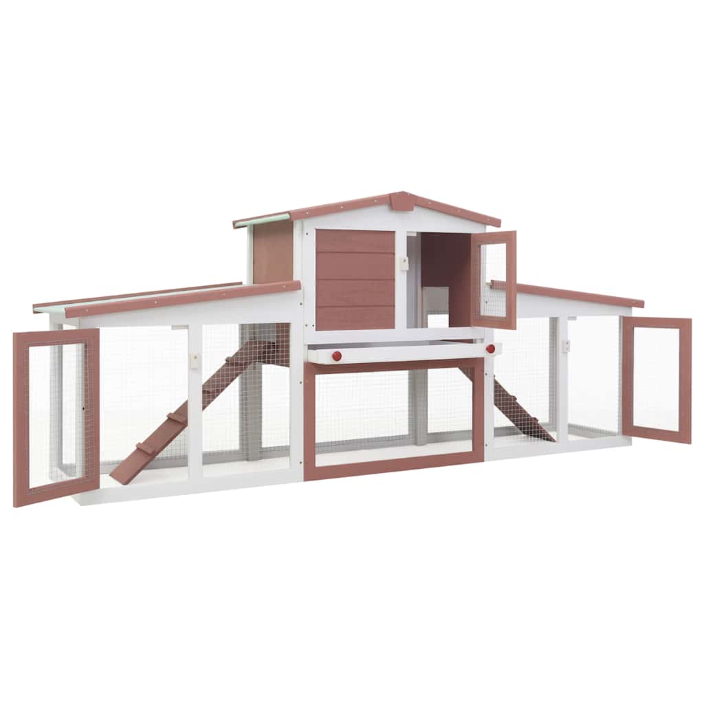 170844 vidaXL Outdoor Large Rabbit Hutch Brown and White 201x45x85 cm Wood