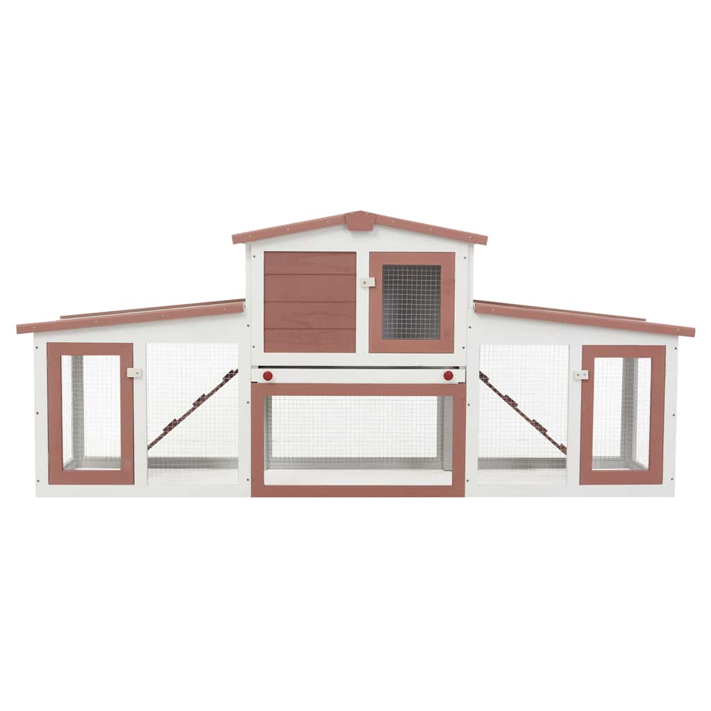 170844 vidaXL Outdoor Large Rabbit Hutch Brown and White 201x45x85 cm Wood