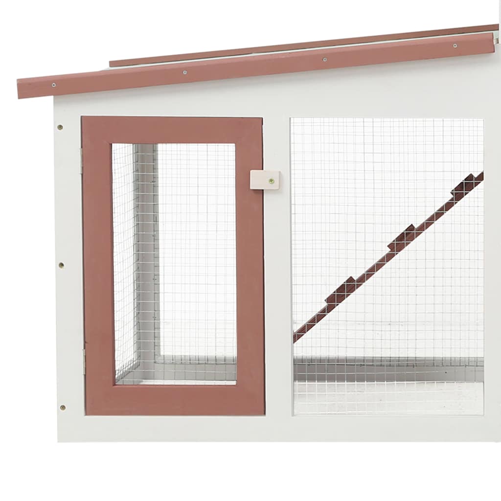 170844 vidaXL Outdoor Large Rabbit Hutch Brown and White 201x45x85 cm Wood